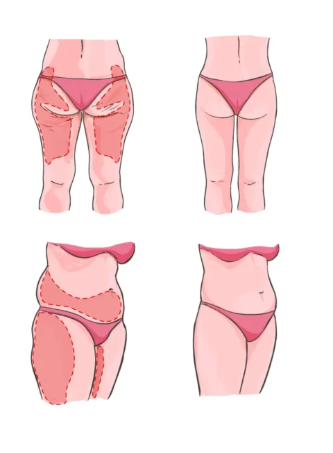 reprezentare grafică liposucție înainte și după